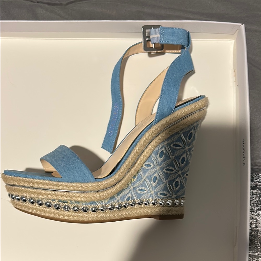 Jessica Simpson Blue Espadrille Wedge Sandals